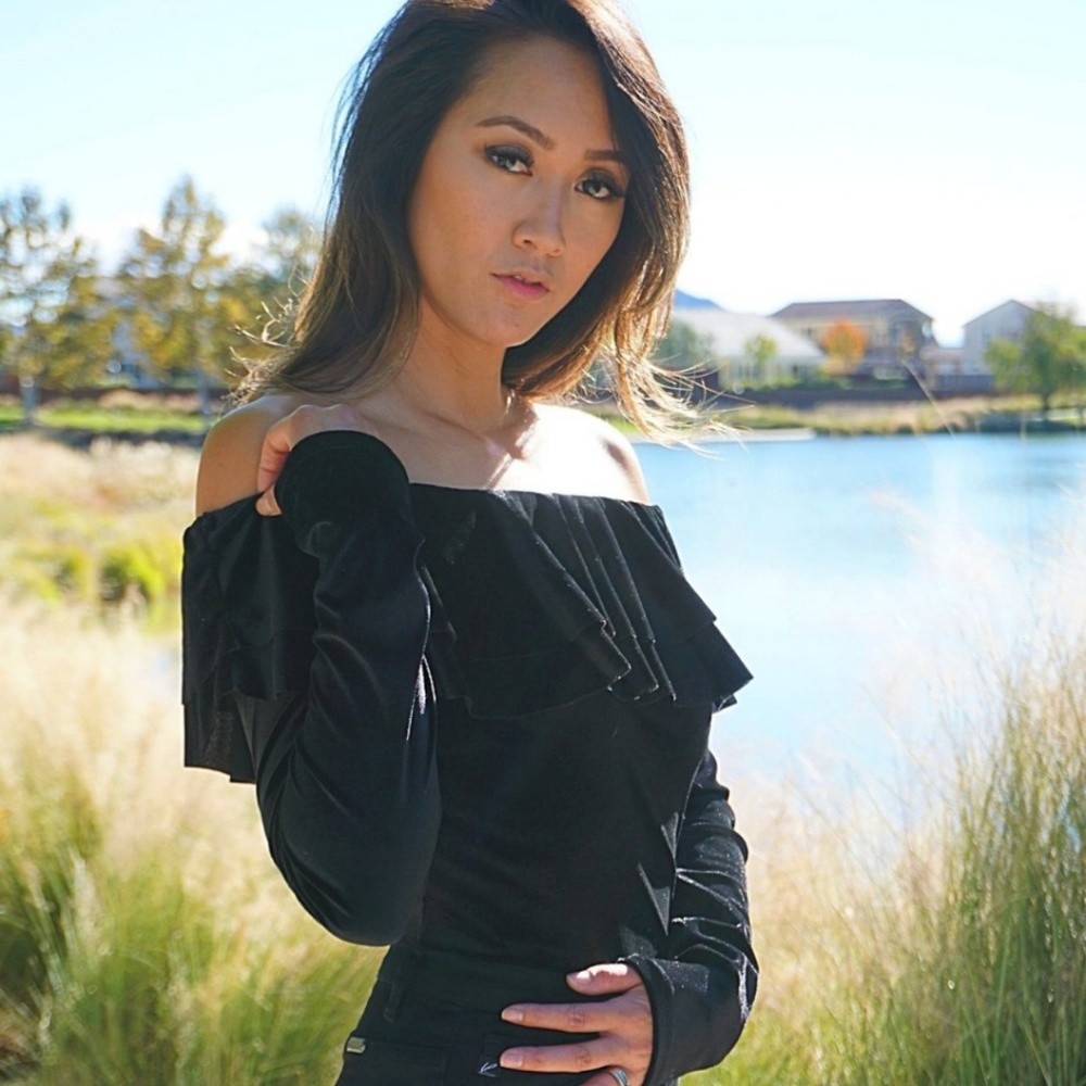 Long sleeve off the shoulder top